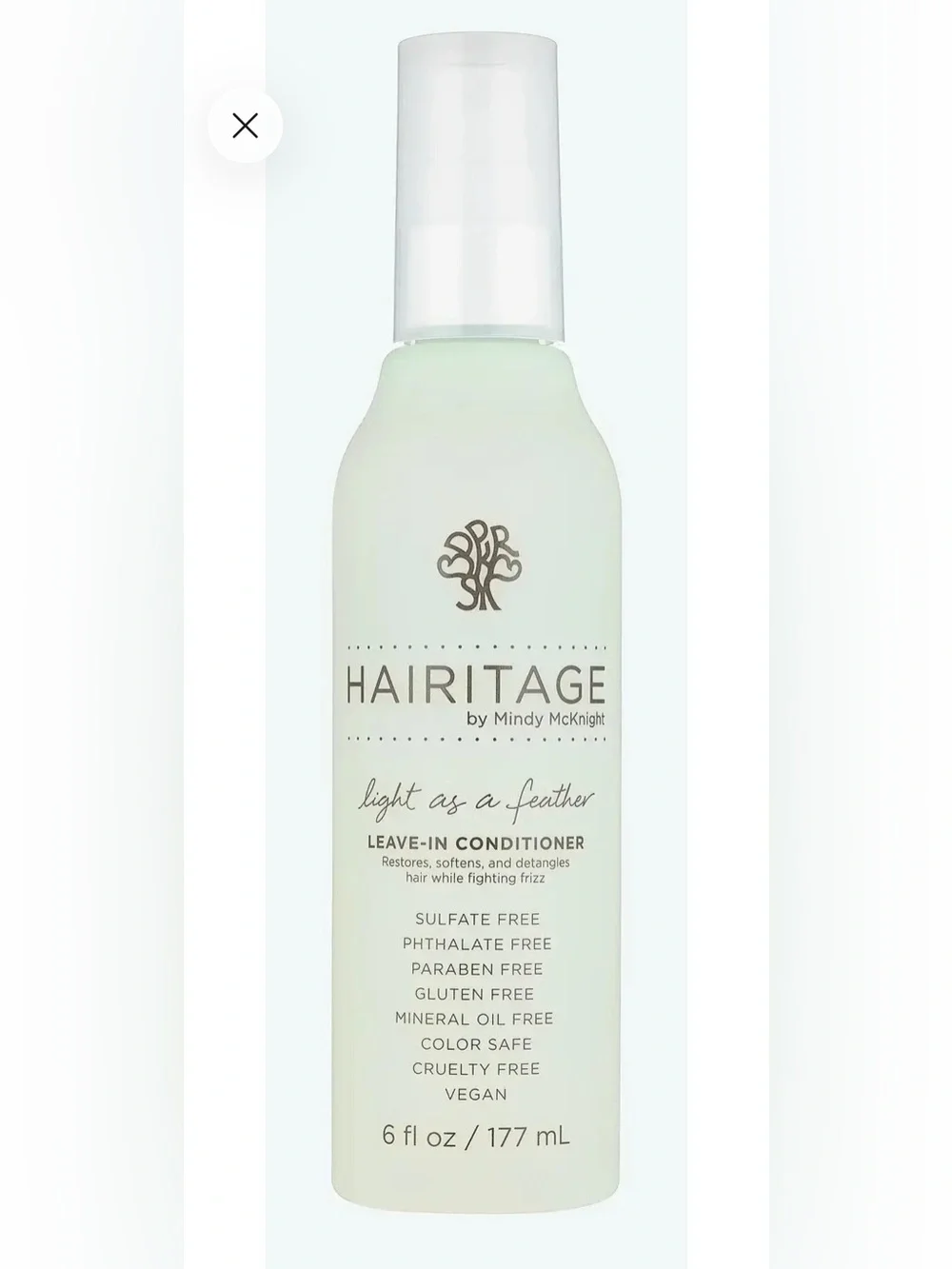 Hairitage Light as a Feather Leave-In Conditioner — Soft Mint